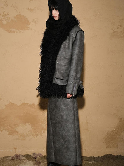UpdateNN NORTH NODE Astro Inspired Faux Fur Skirt