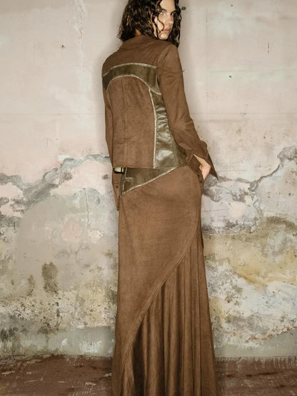 Astro Suede Knit Pullover With Lace Up Detail