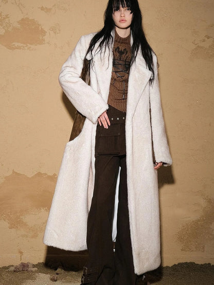 Astrological Patchwork Plush Long Coat V-neck T-shirt Long Sleeve