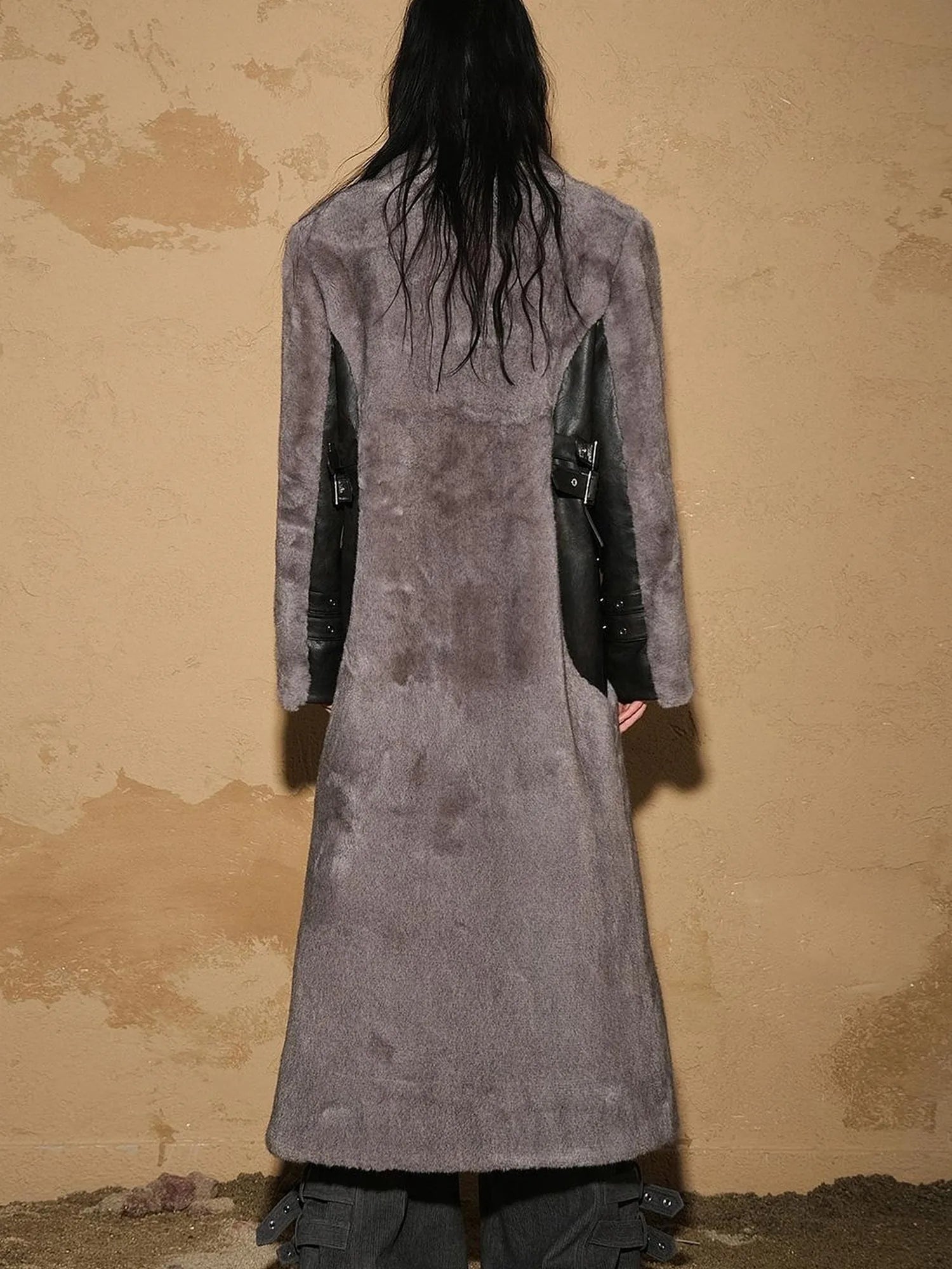 Astrological Patchwork Plush Long Coat V-neck T-shirt Long Sleeve