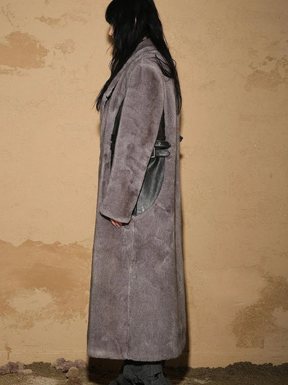 Astrological Patchwork Plush Long Coat V-neck T-shirt Long Sleeve