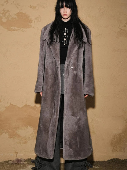 Astrological Patchwork Plush Long Coat V-neck T-shirt Long Sleeve