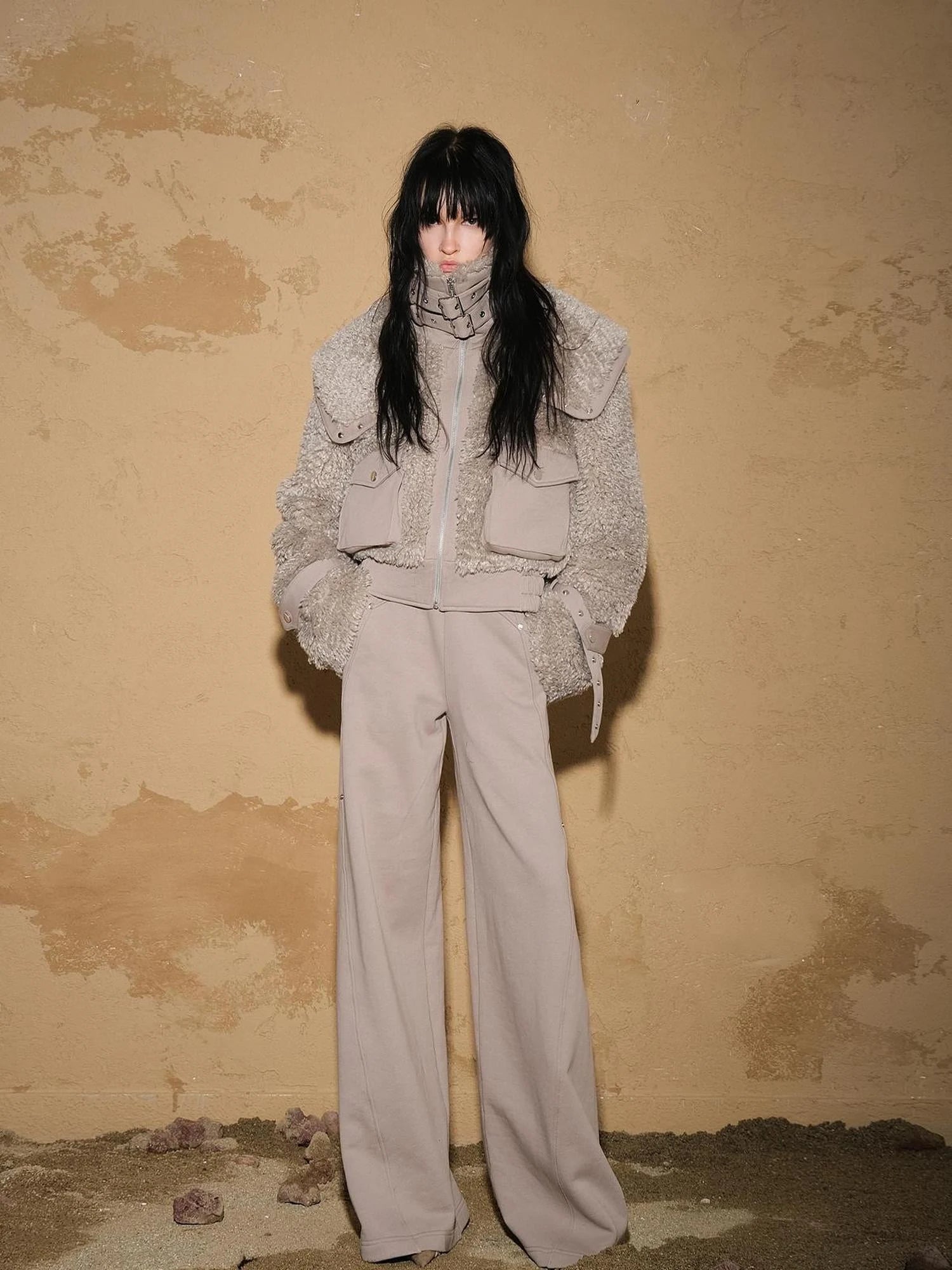 Astrological Plush Patchwork Cropped Coat