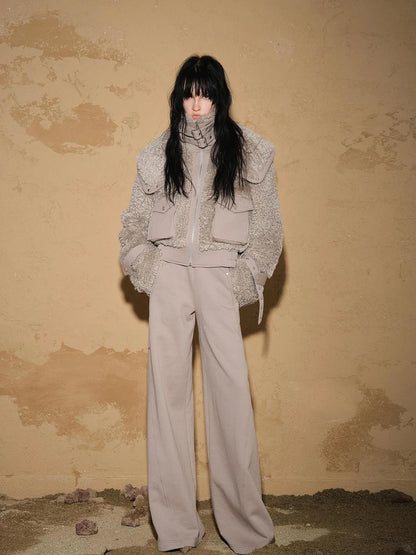 Astrological Plush Patchwork Cropped Coat