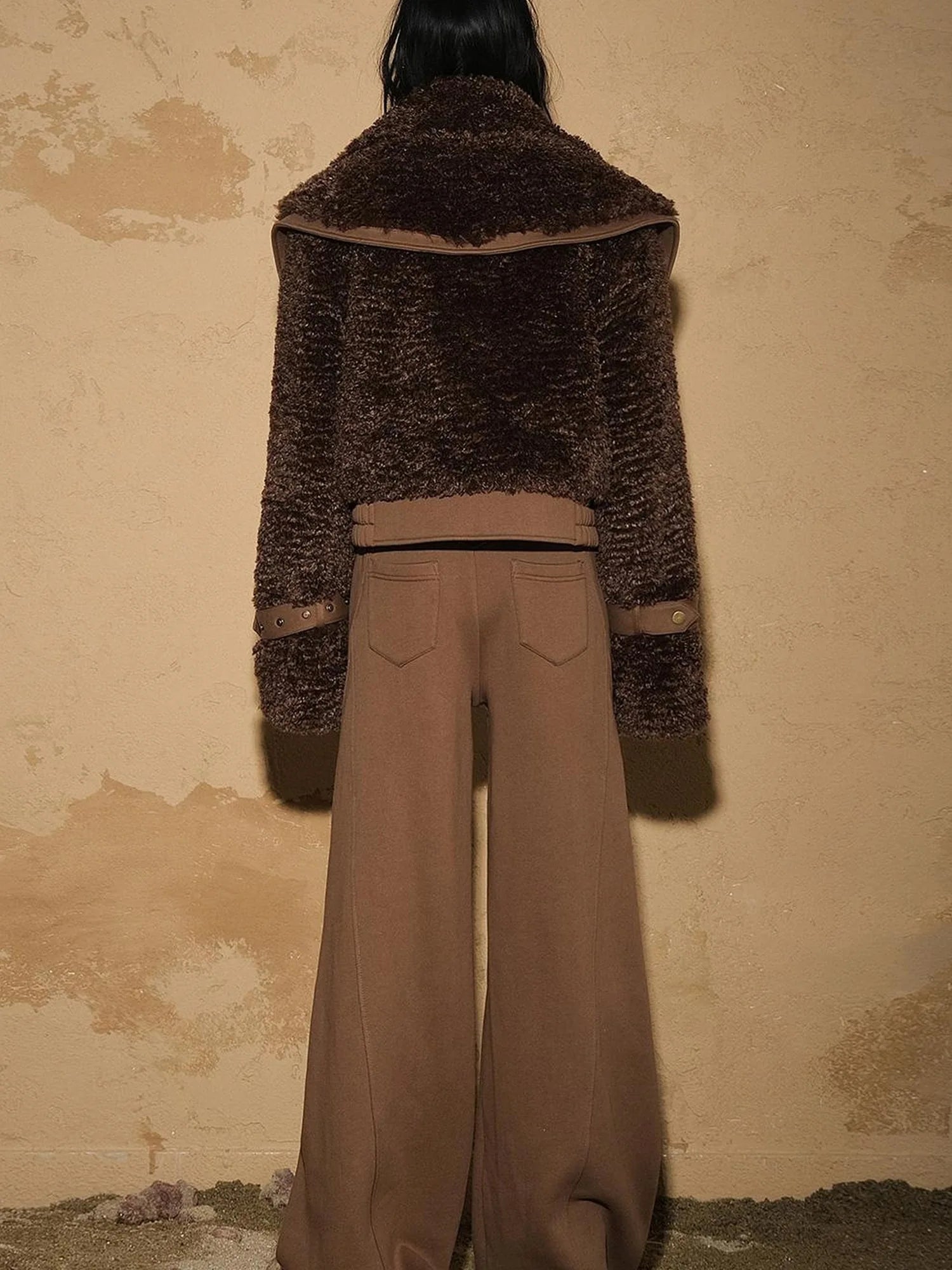 Astrological Plush Patchwork Cropped Coat