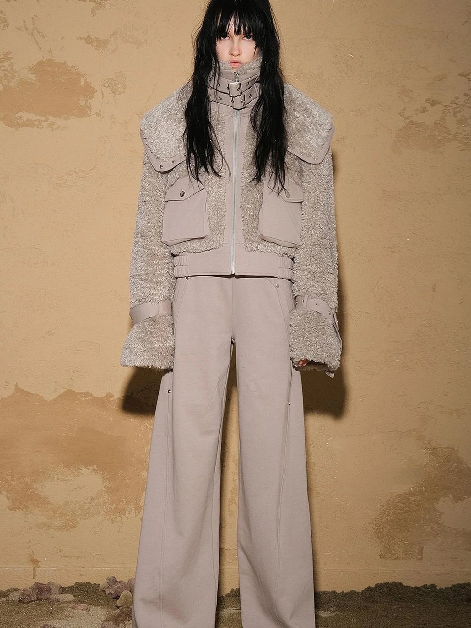 Astrological Plush Patchwork Cropped Coat