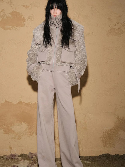 Astrological Plush Patchwork Cropped Coat