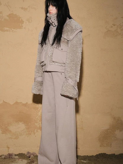 Astrological Plush Patchwork Cropped Coat