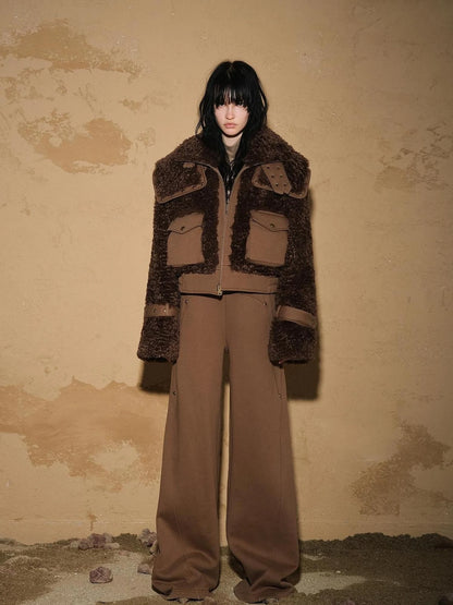 Astrological Plush Patchwork Cropped Coat