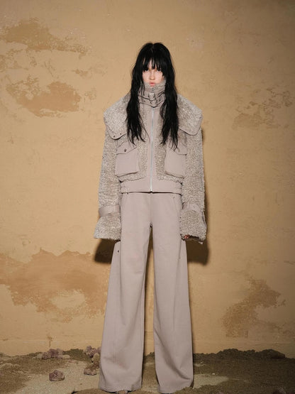 Astrological Plush Patchwork Cropped Coat