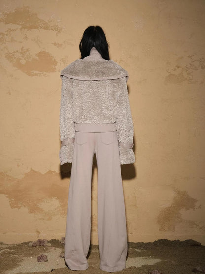 Astrological Plush Patchwork Cropped Coat