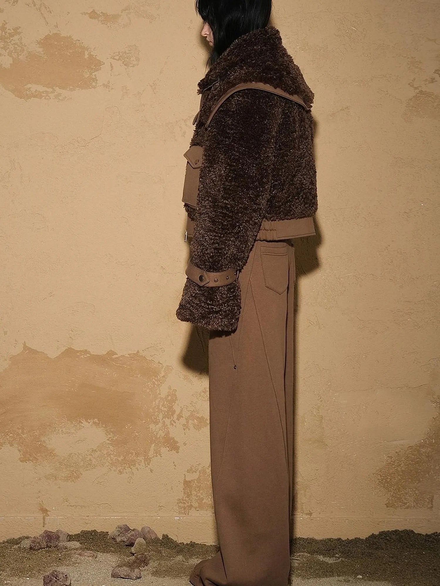 Astrological Plush Patchwork Cropped Coat