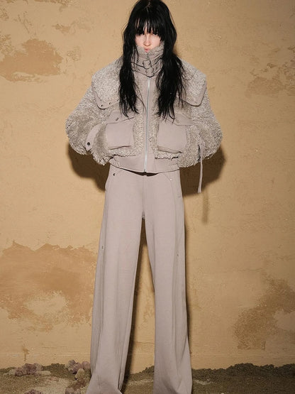 Astrological Plush Patchwork Cropped Coat