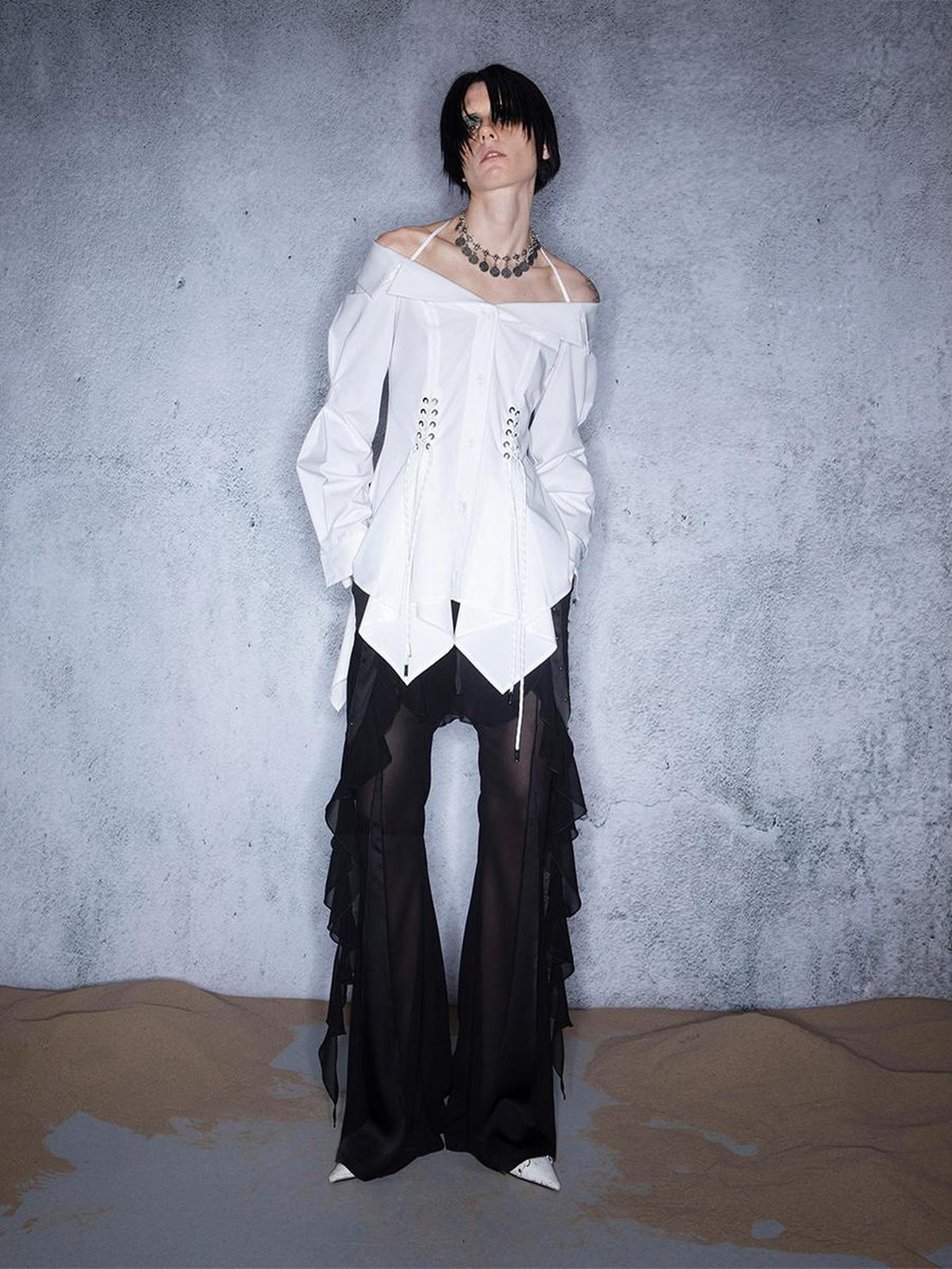 UpdateNN NORTH NODE Asymmetrical One Shoulder Ruffle Hem Blouse