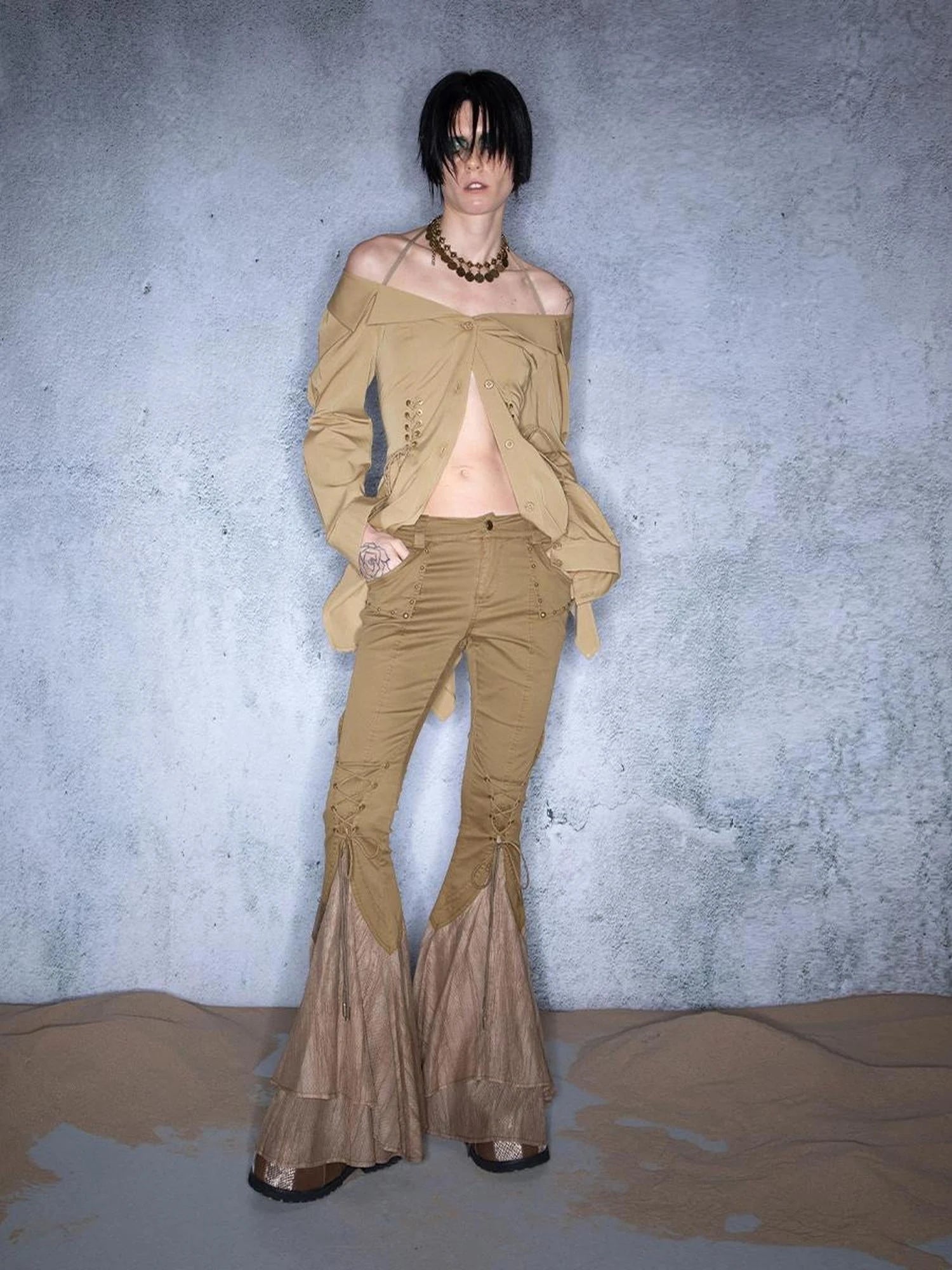 Asymmetrical One Shoulder Ruffle Hem Blouse