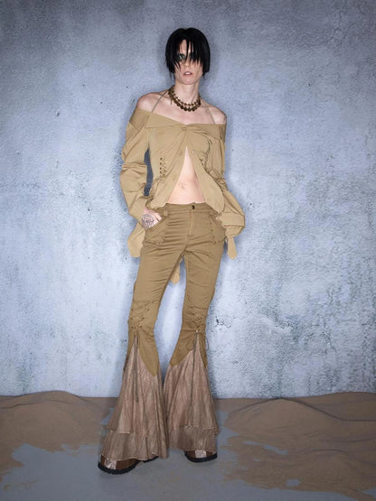 Asymmetrical One Shoulder Ruffle Hem Blouse