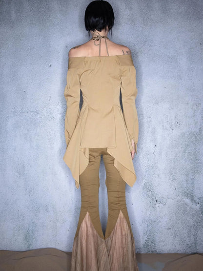 Asymmetrical One Shoulder Ruffle Hem Blouse