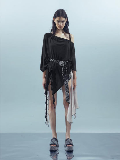 UpdateNN NORTH NODE Asymmetrical Ruffle One Shoulder Top