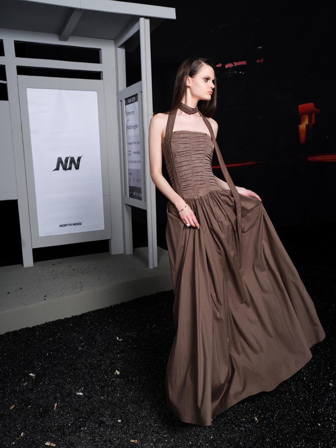 UpdateNN NORTH NODE Banquet Escape Pleated Bustier V-Neck Dress