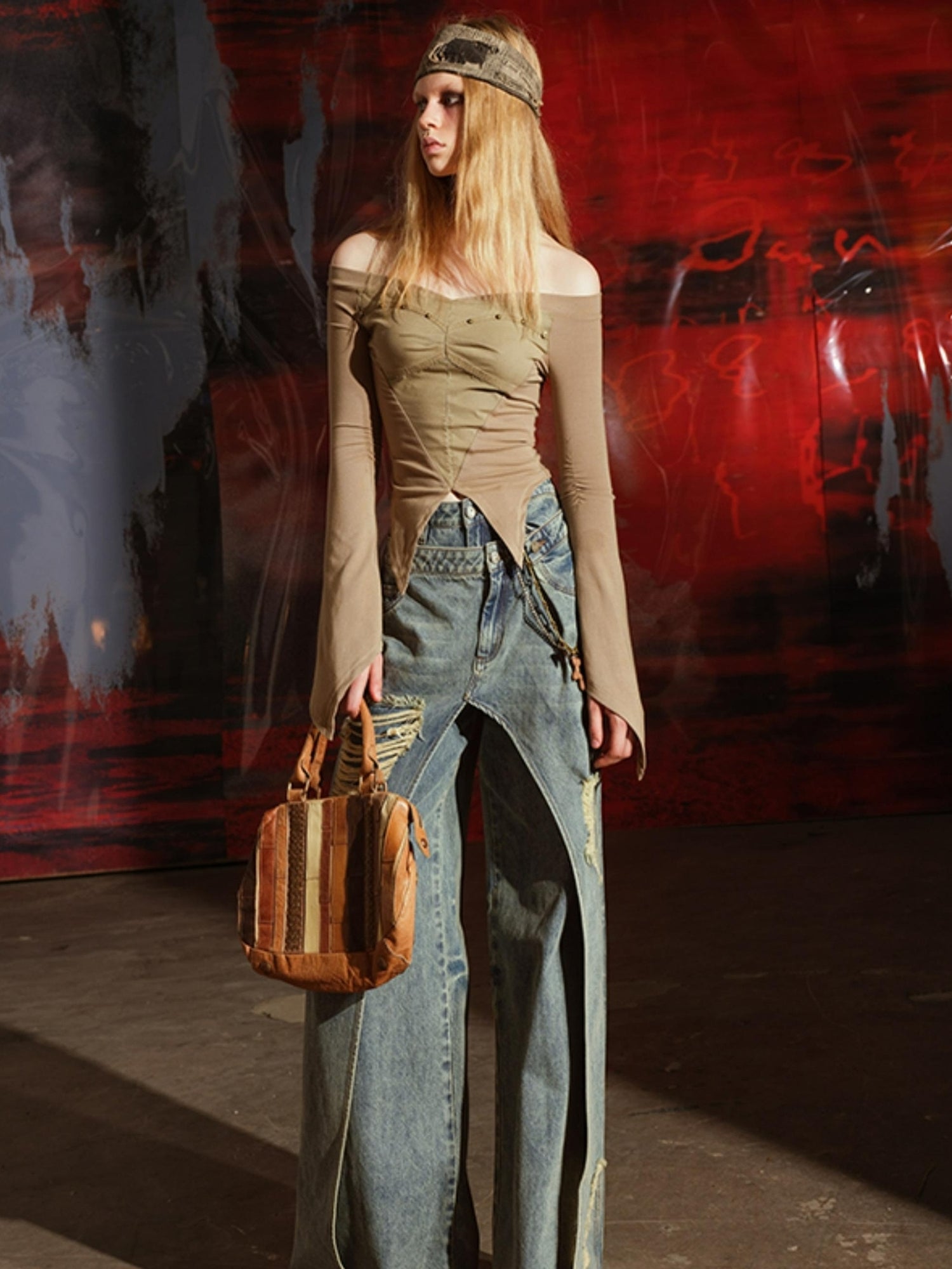 UpdateNN NORTH NODE Butterfly Shoulder Studded Top