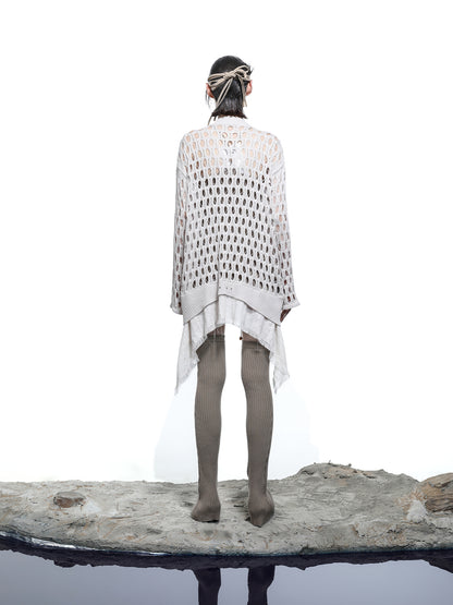 NN NORTH NODE Celestial Mesh Knit Cardigan With Lotus Edge