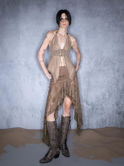 Cotton Beaded Tassel Strap Backless Camisole