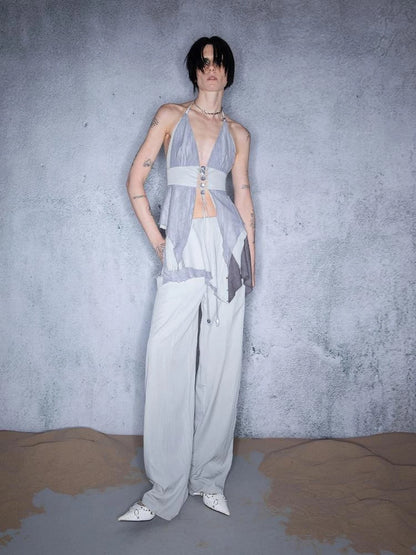 Cotton Beaded Tassel Strap Backless Camisole