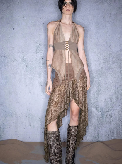 Cotton Beaded Tassel Strap Backless Camisole