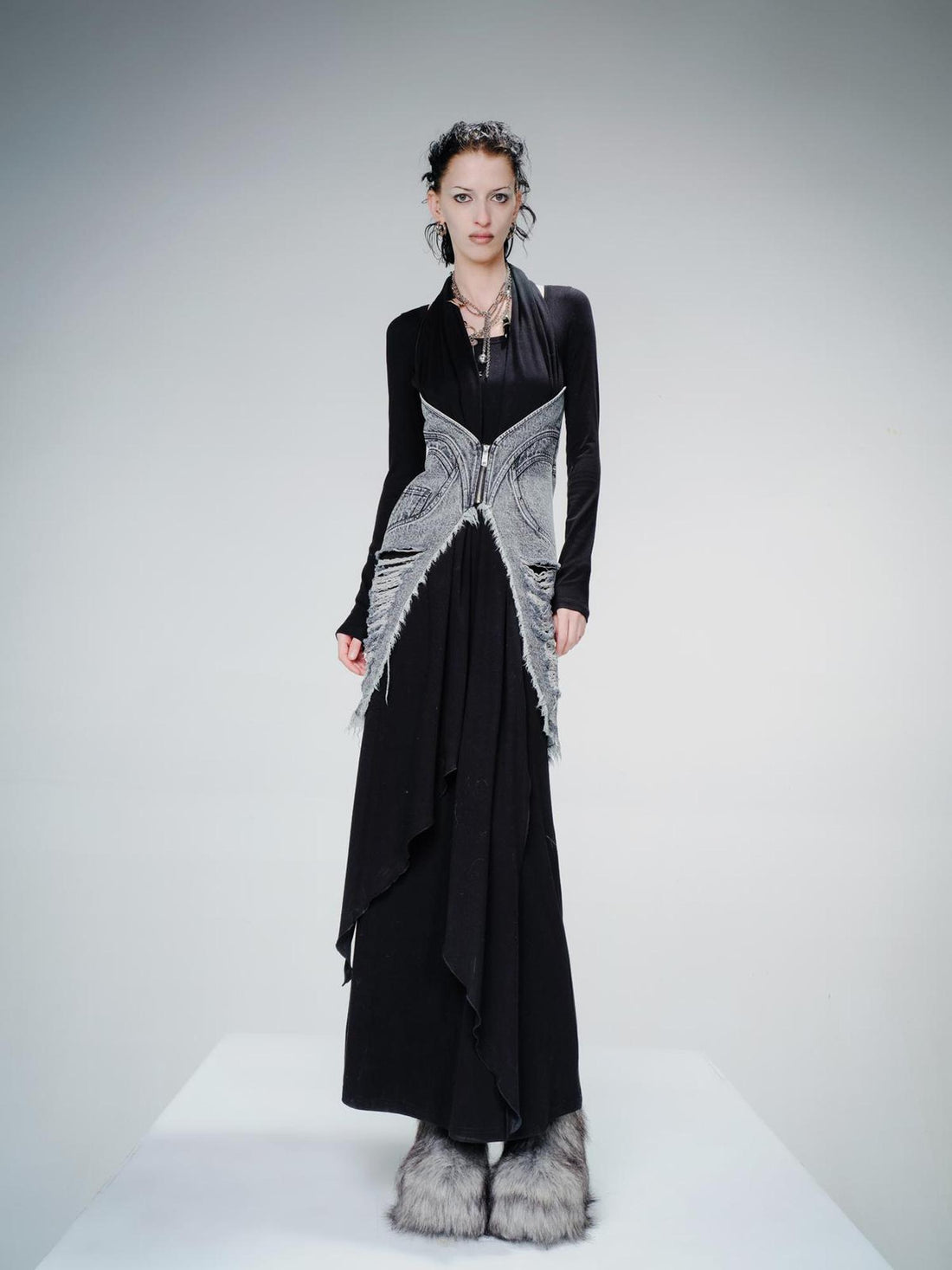 UpdateNN NORTH NODE Cowboy Corset Dress with Detachable Scarf