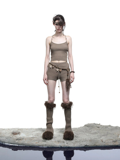 Crescent Moon Beaded Knit Halter Set