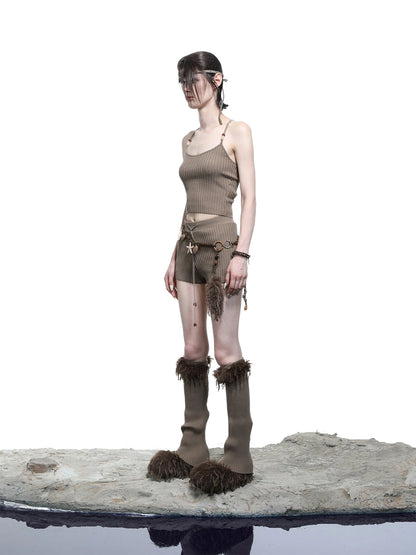 Crescent Moon Beaded Knit Halter Set