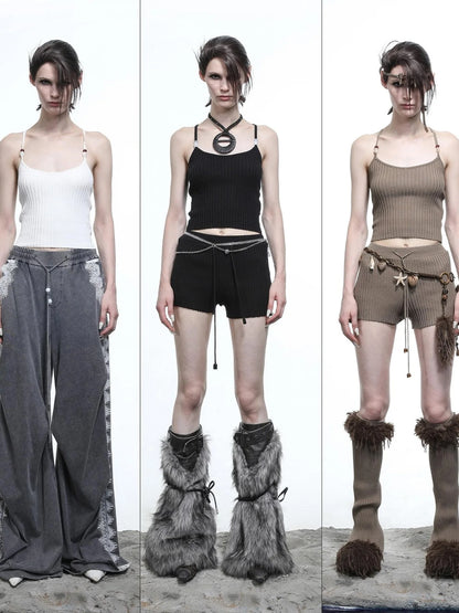 Crescent Moon Beaded Knit Halter Set