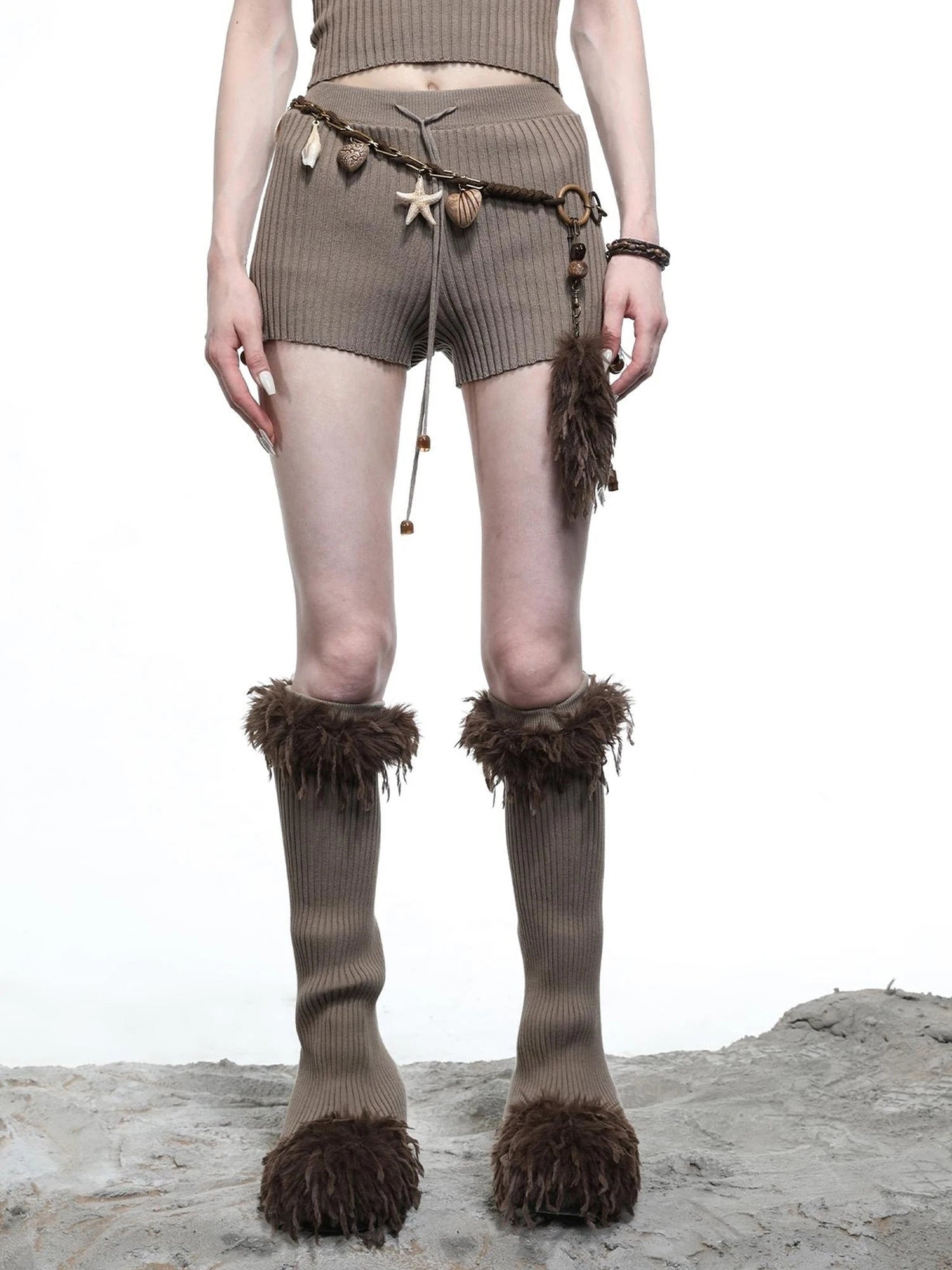 Crescent Moon Beaded Knit Halter Set