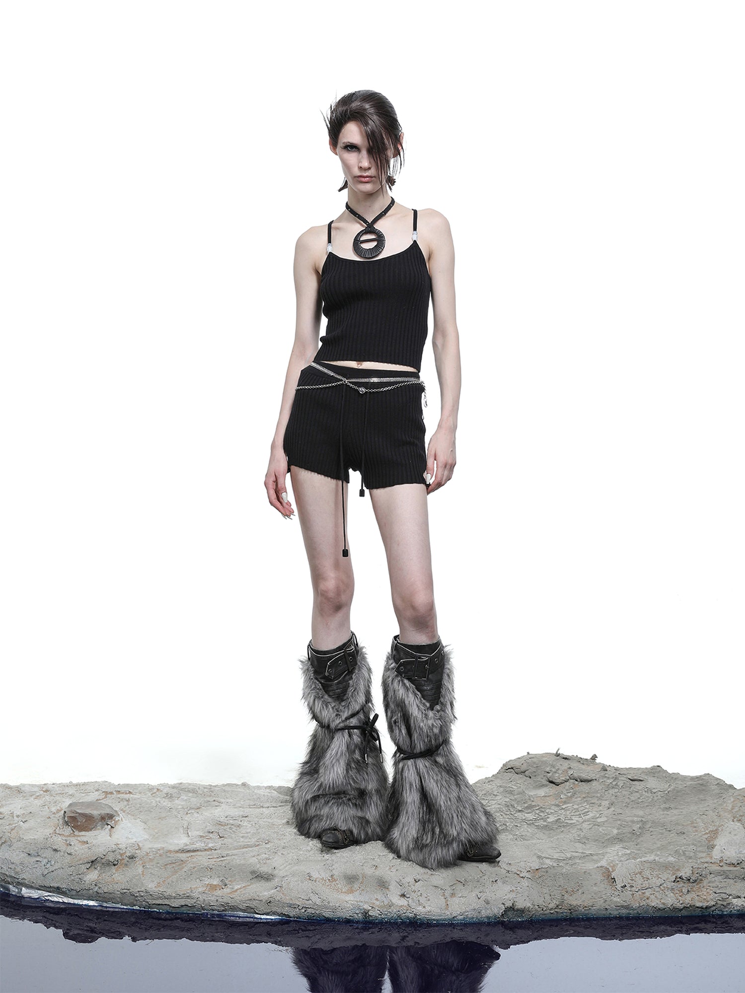 NN NORTH NODE Crescent Moon Beaded Knit Halter Set