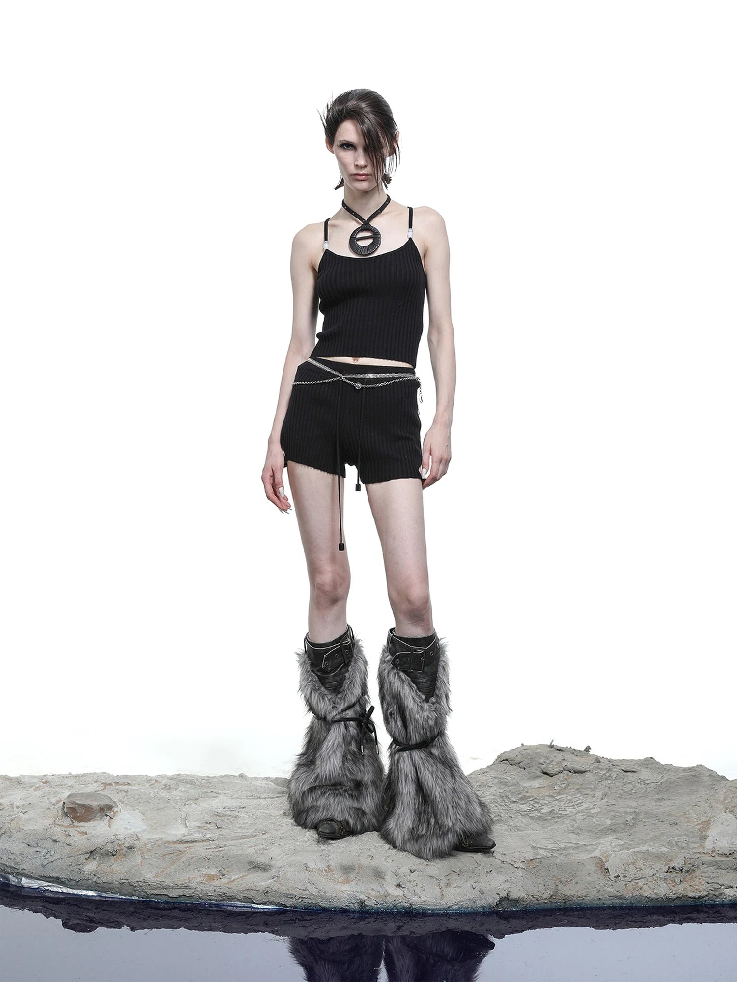 Crescent Moon Beaded Knit Halter Set