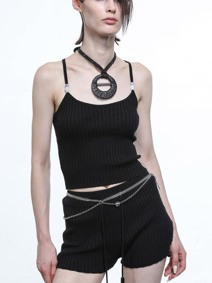 NN NORTH NODE Crescent Moon Beaded Knit Halter Set