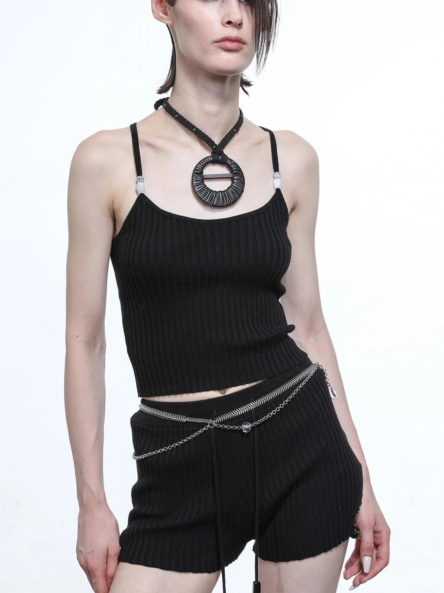 Crescent Moon Beaded Knit Halter Set