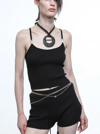 Crescent Moon Beaded Knit Halter Set