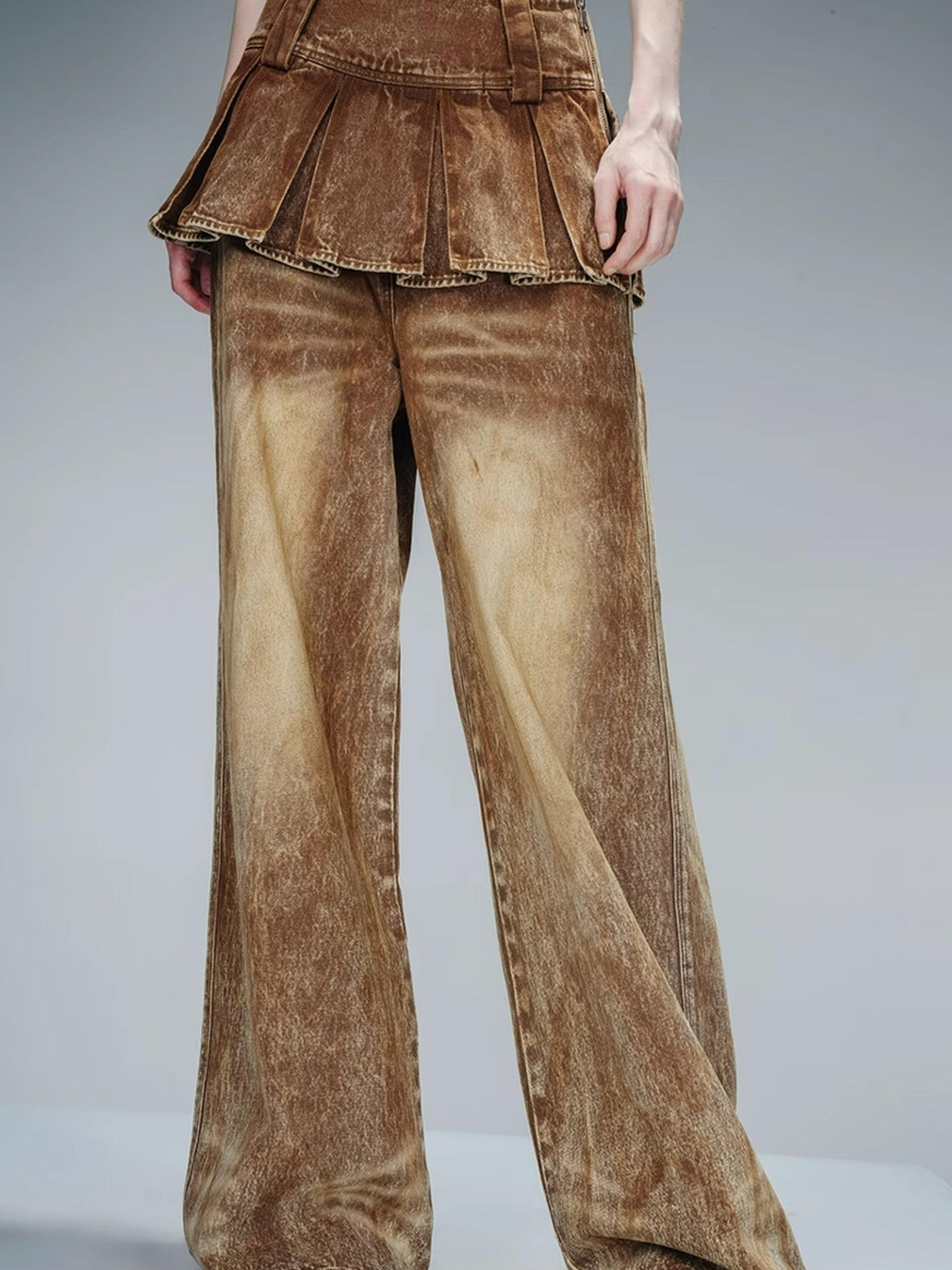 NN NORTH NODE Denim Culottes With Wide Leg And Pleated Detail