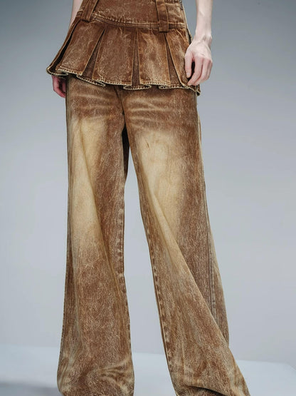 NN NORTH NODE Denim Culottes With Wide Leg And Pleated Detail
