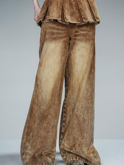 NN NORTH NODE Denim Culottes With Wide Leg And Pleated Detail