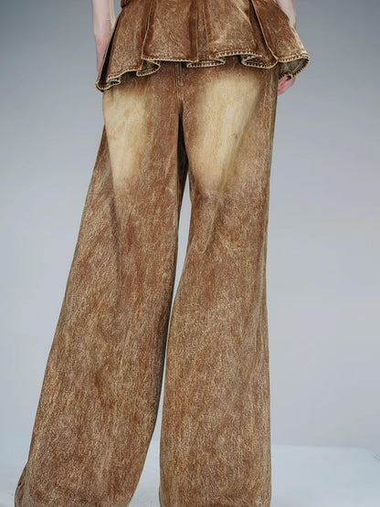 NN NORTH NODE Denim Culottes With Wide Leg And Pleated Detail
