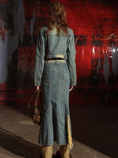 UpdateNN NORTH NODE Denim Jacket Skirt Set In Earth Tones