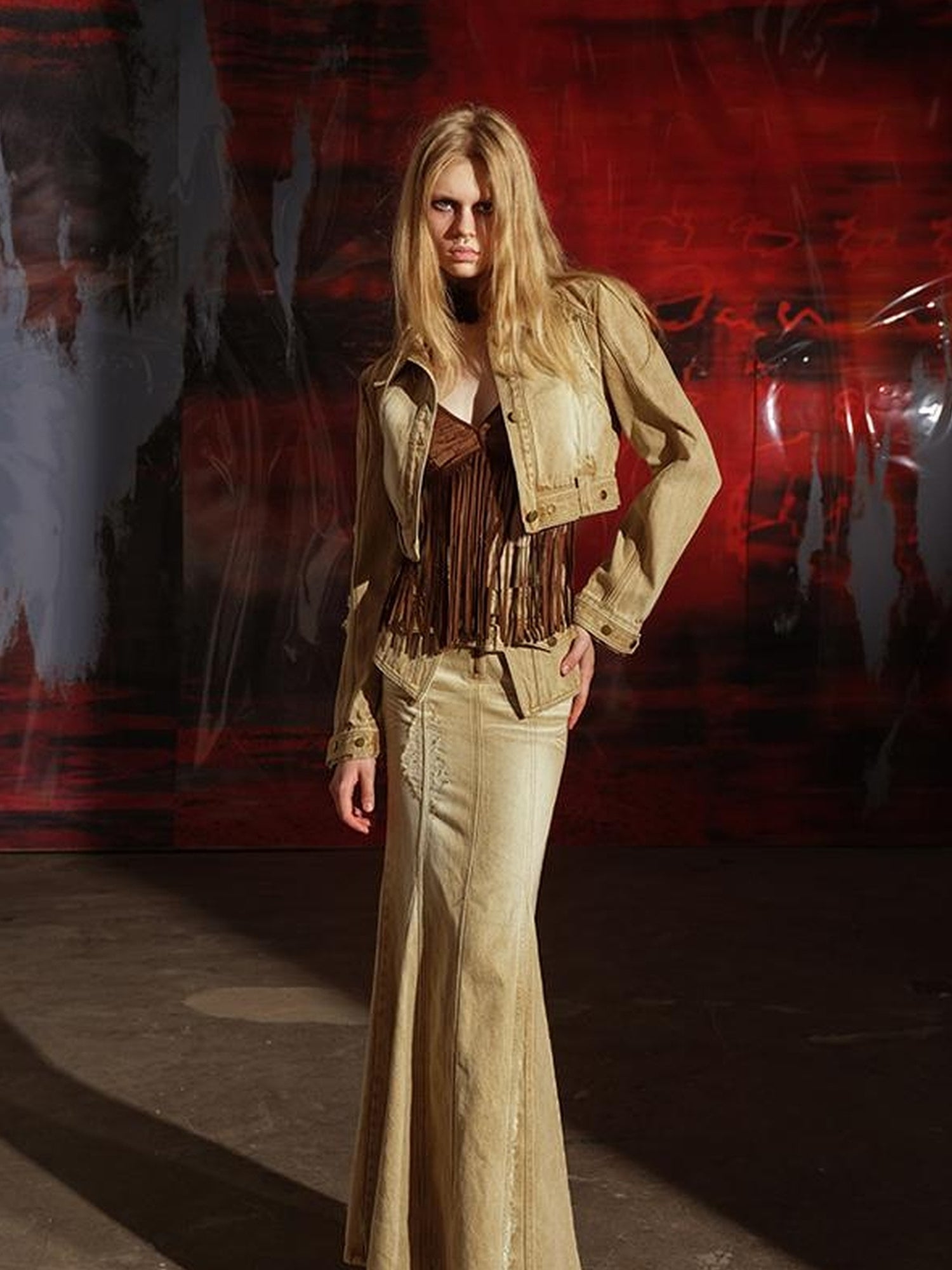 UpdateNN NORTH NODE Denim Jacket Skirt Set In Earth Tones