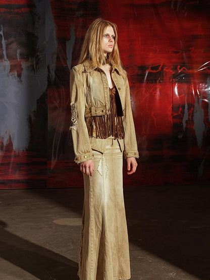 UpdateNN NORTH NODE Denim Jacket Skirt Set In Earth Tones