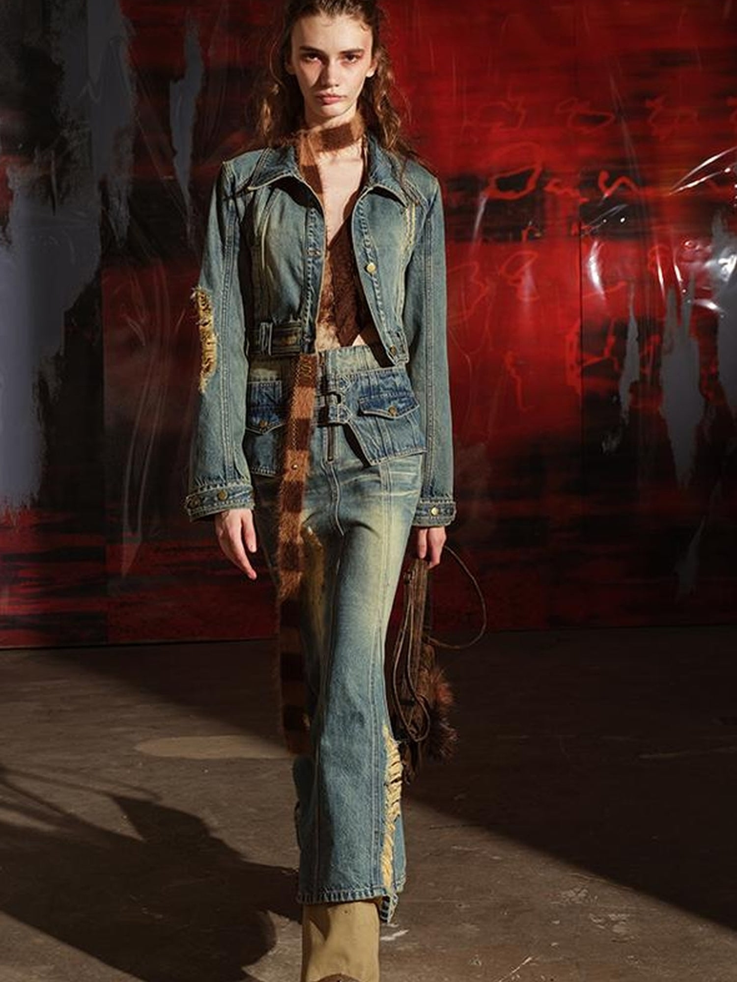 UpdateNN NORTH NODE Denim Jacket Skirt Set In Earth Tones