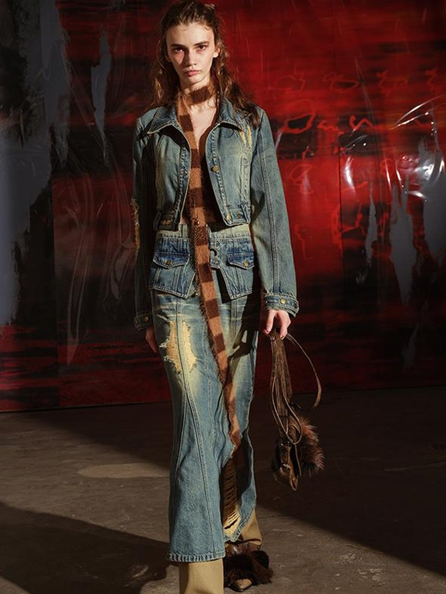 UpdateNN NORTH NODE Denim Jacket Skirt Set In Earth Tones