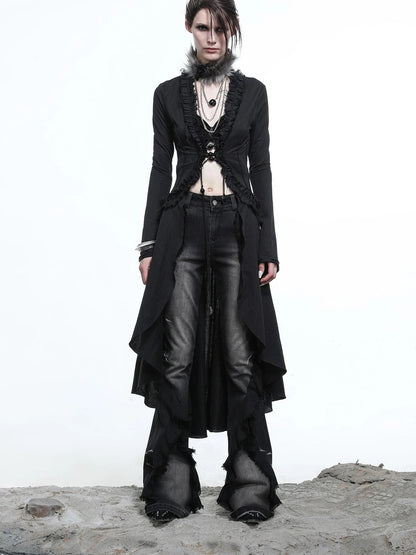 Desert Veil Linen Lace Beaded Tie Shirt Dress