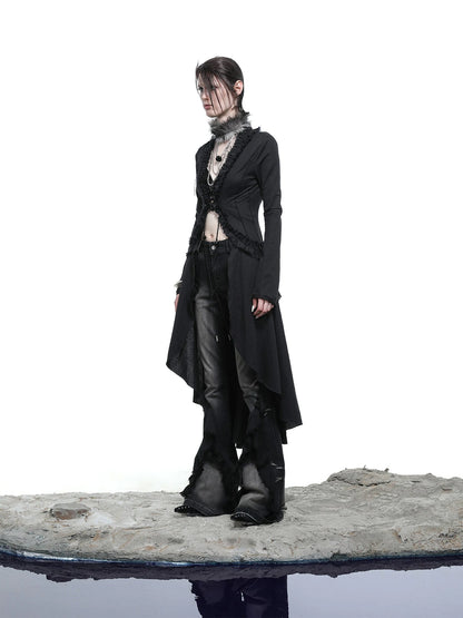 Desert Veil Linen Lace Beaded Tie Shirt Dress