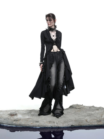 Desert Veil Linen Lace Beaded Tie Shirt Dress